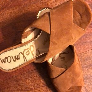 Sam Edelman brown suede open toed heel